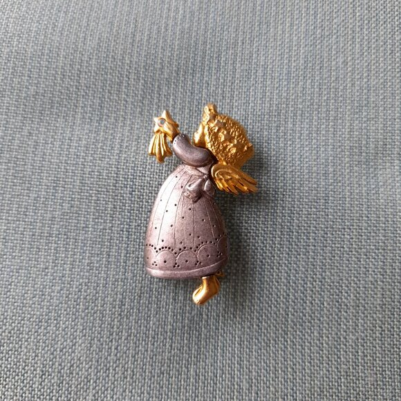 Vintage Angel Brooch Danecraft Shooting Star Girl Silver and Gold Tone - Picture 13 of 13